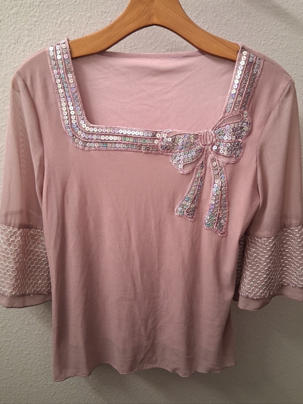 Pink And Sequins Kawaii Blouse Medium